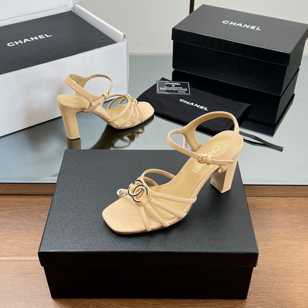 New luxury fashion Double C "logo" ladies high heels 8CM