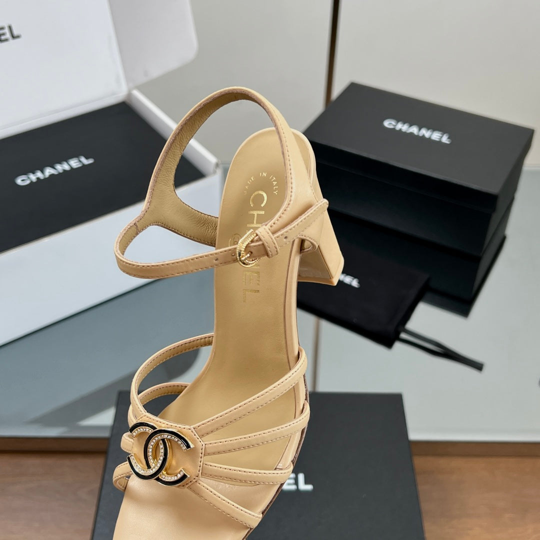 New luxury fashion Double C "logo" ladies high heels 8CM