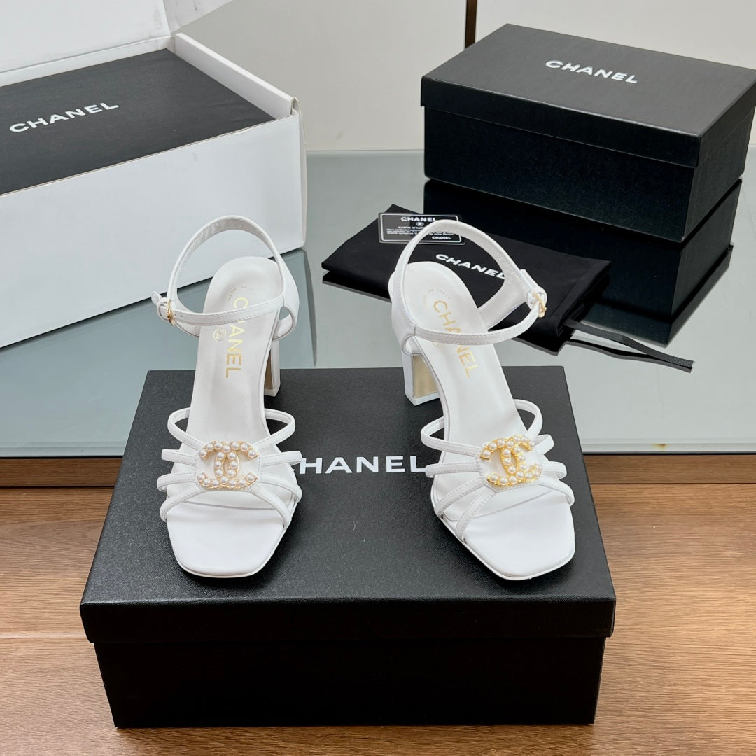 New luxury fashion Double C "logo" ladies high heels 8CM