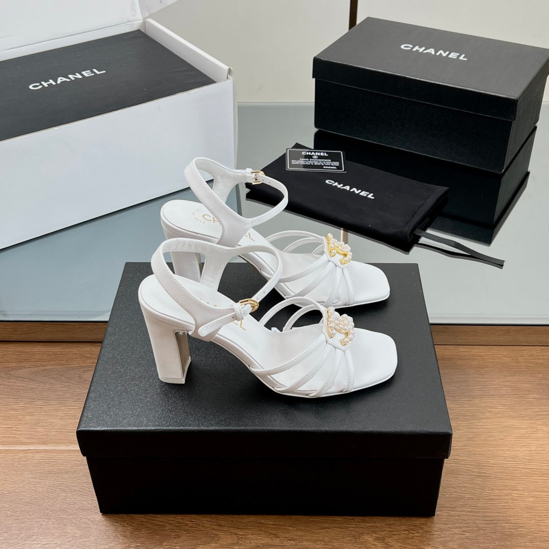 New luxury fashion Double C "logo" ladies high heels 8CM