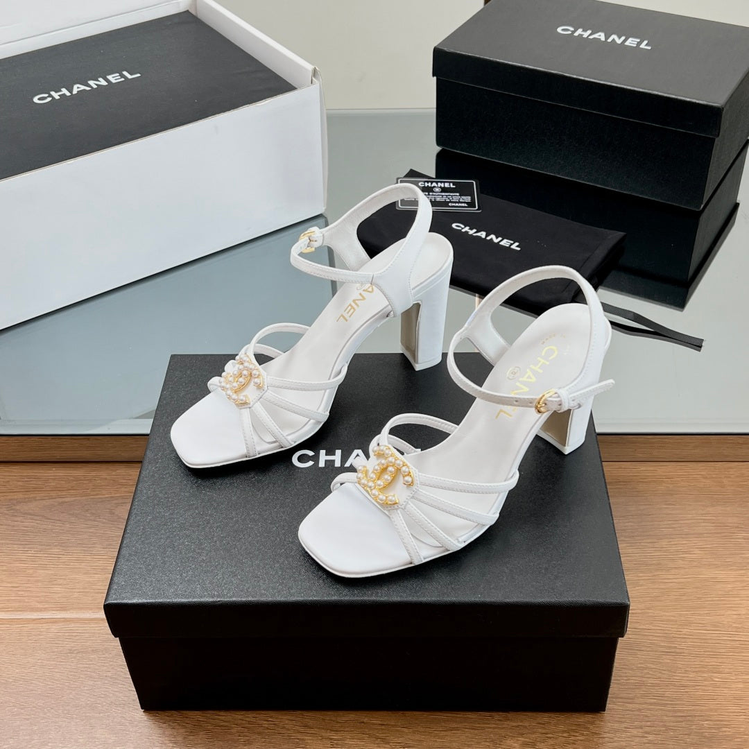 New luxury fashion Double C "logo" ladies high heels 8CM