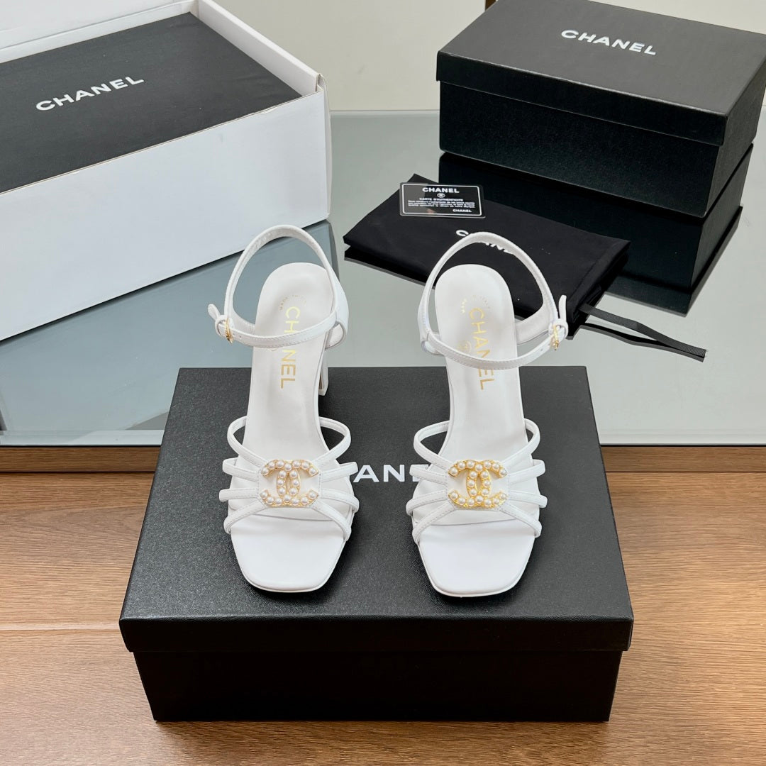 New luxury fashion Double C "logo" ladies high heels 8CM