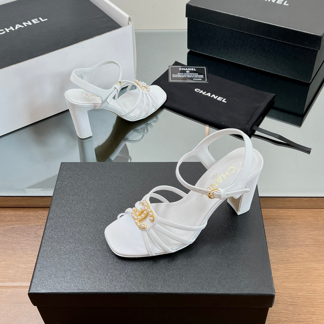 New luxury fashion Double C "logo" ladies high heels 8CM