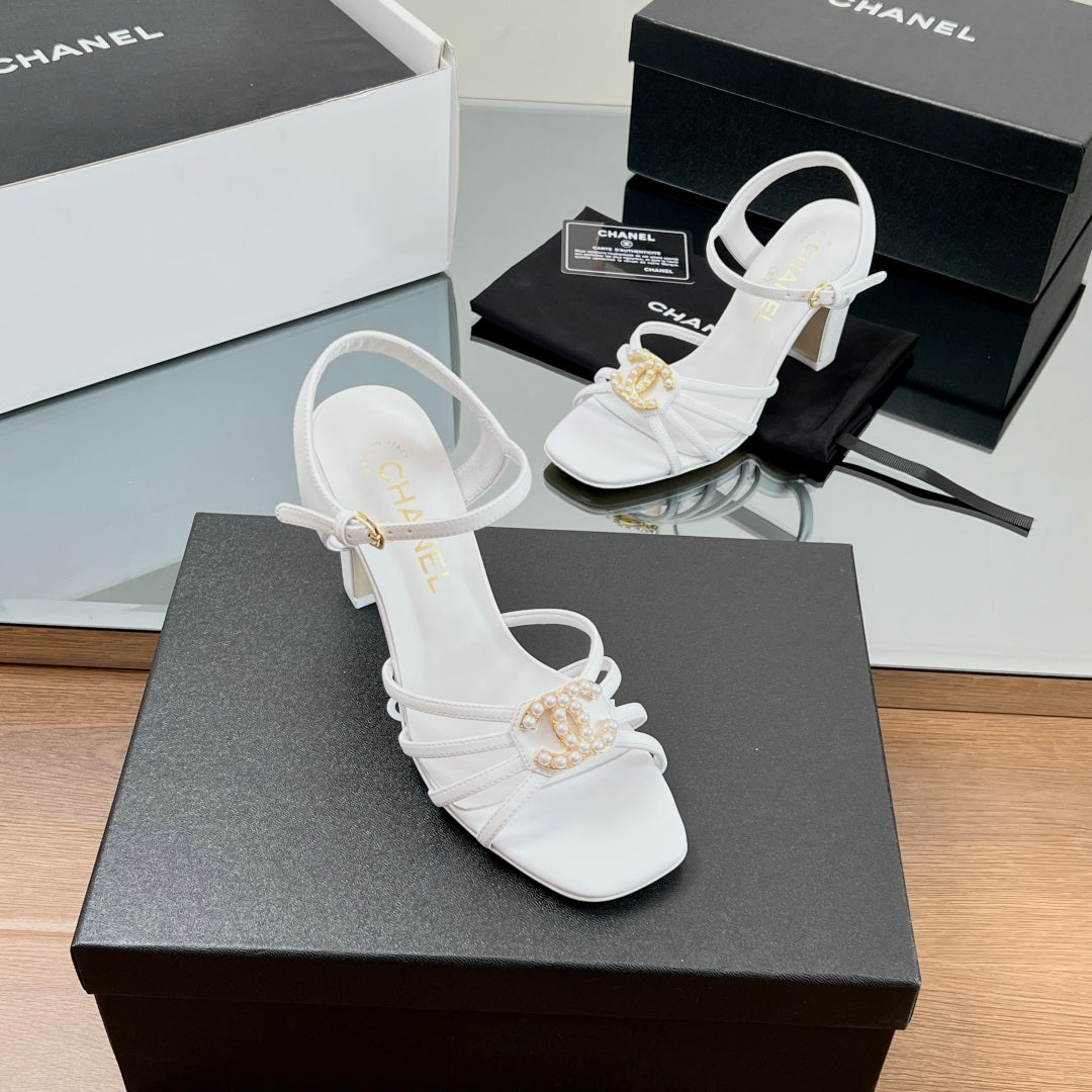 New luxury fashion Double C "logo" ladies high heels 8CM
