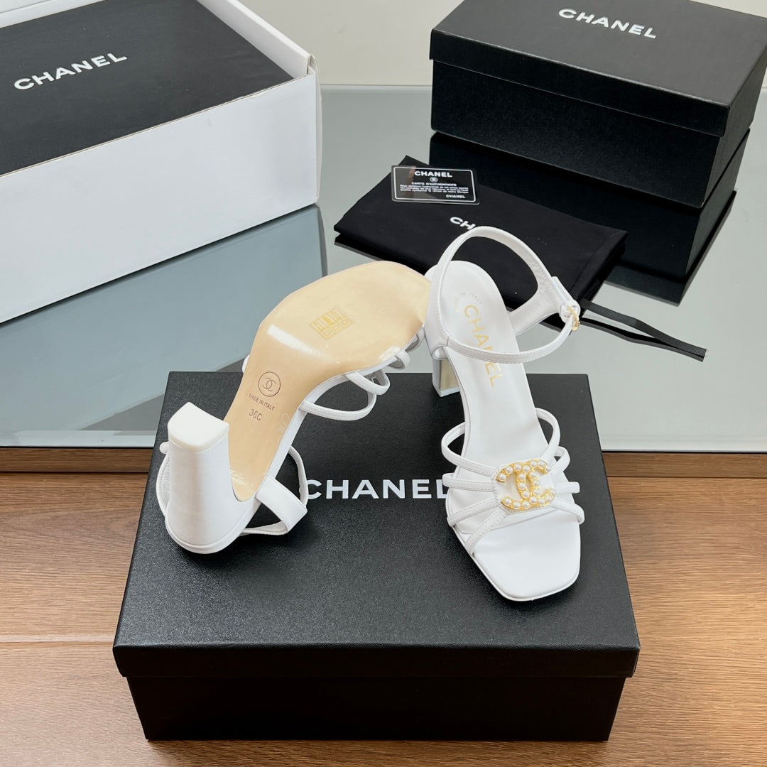 New luxury fashion Double C "logo" ladies high heels 8CM