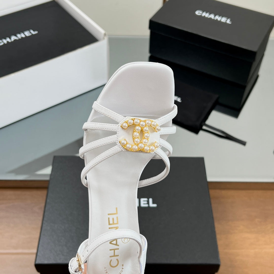 New luxury fashion Double C "logo" ladies high heels 8CM