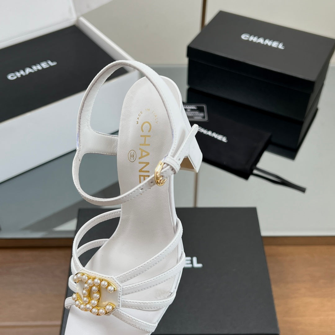 New luxury fashion Double C "logo" ladies high heels 8CM