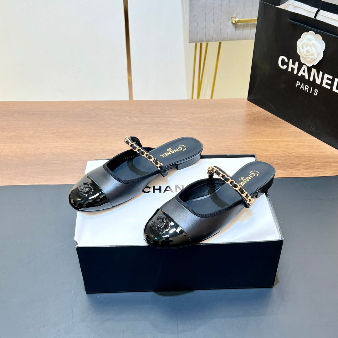New luxury fashion Double C "logo" Versatile Mary Jane Chain Single Shoes