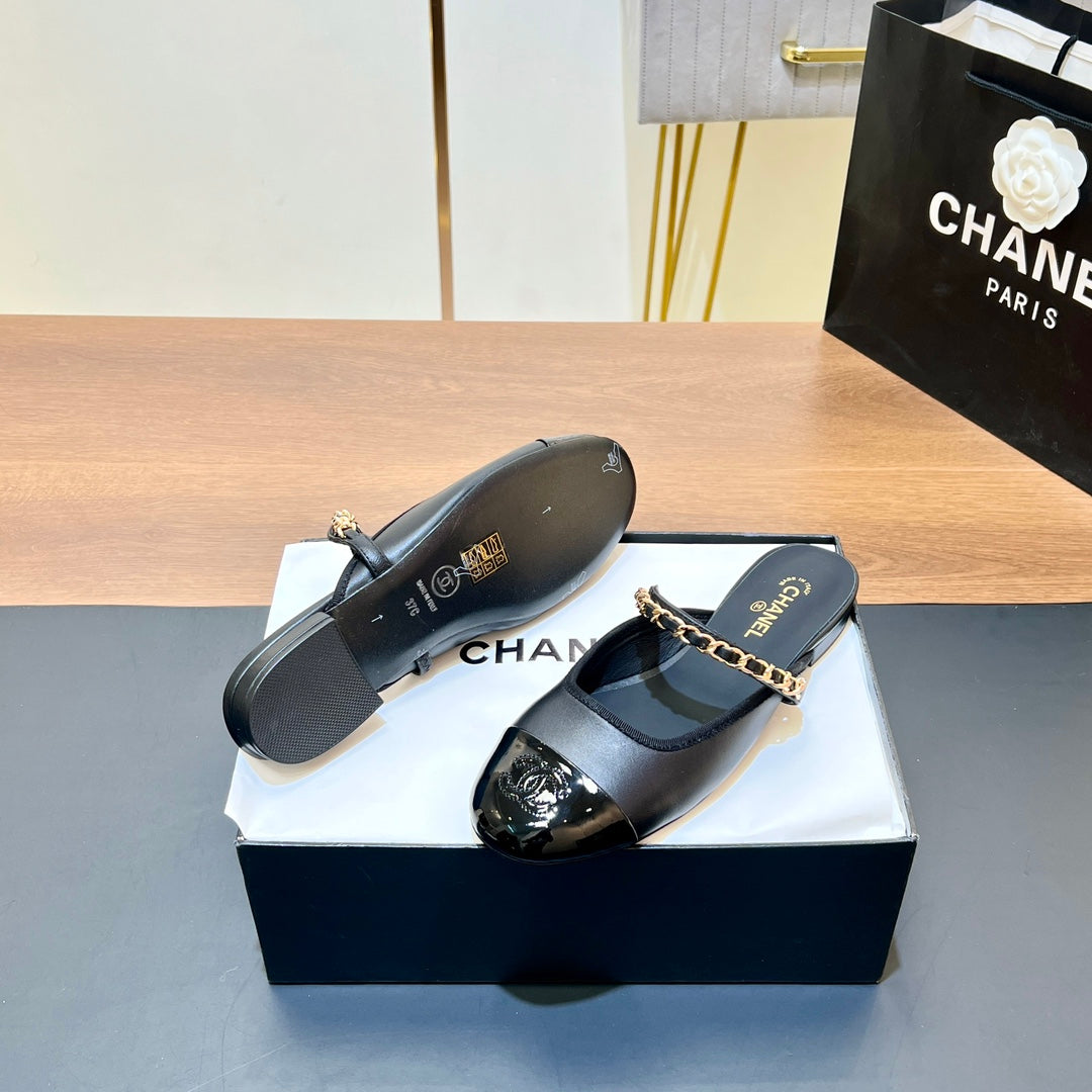 New luxury fashion Double C "logo" Versatile Mary Jane Chain Single Shoes
