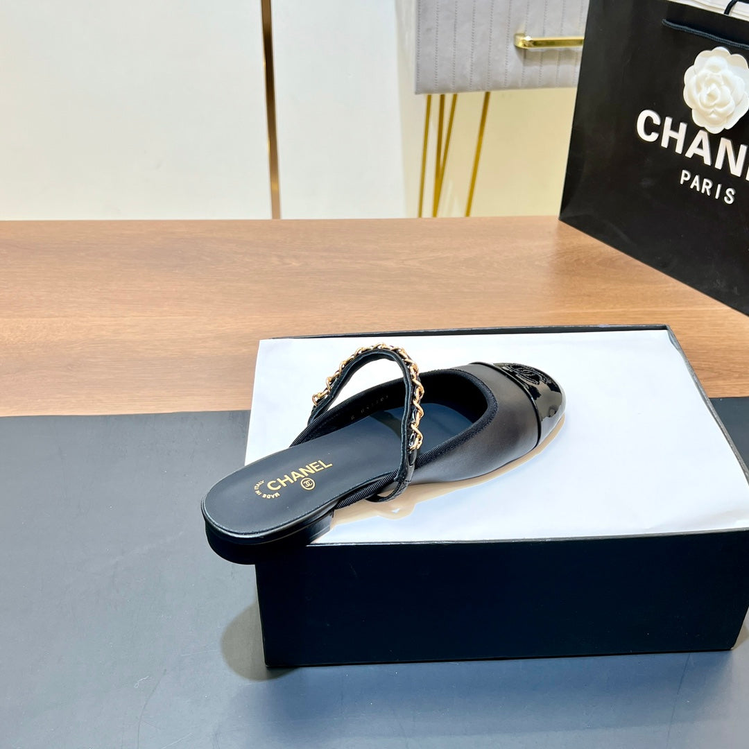 New luxury fashion Double C "logo" Versatile Mary Jane Chain Single Shoes