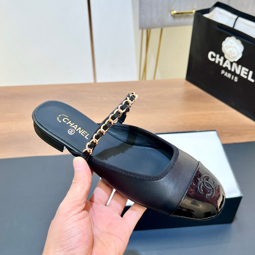 New luxury fashion Double C "logo" Versatile Mary Jane Chain Single Shoes