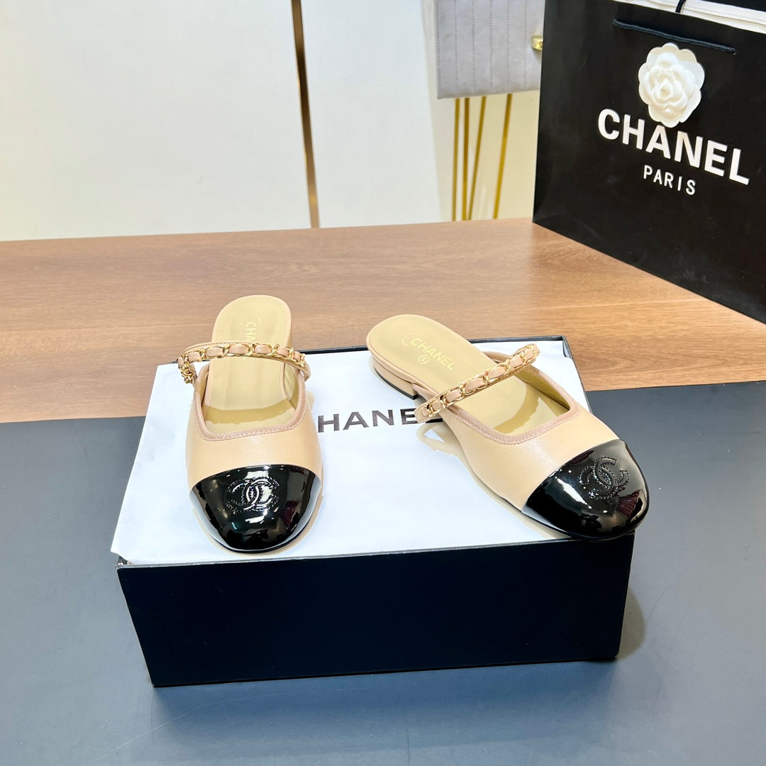 New luxury fashion Double C "logo" Versatile Mary Jane Chain Single Shoes