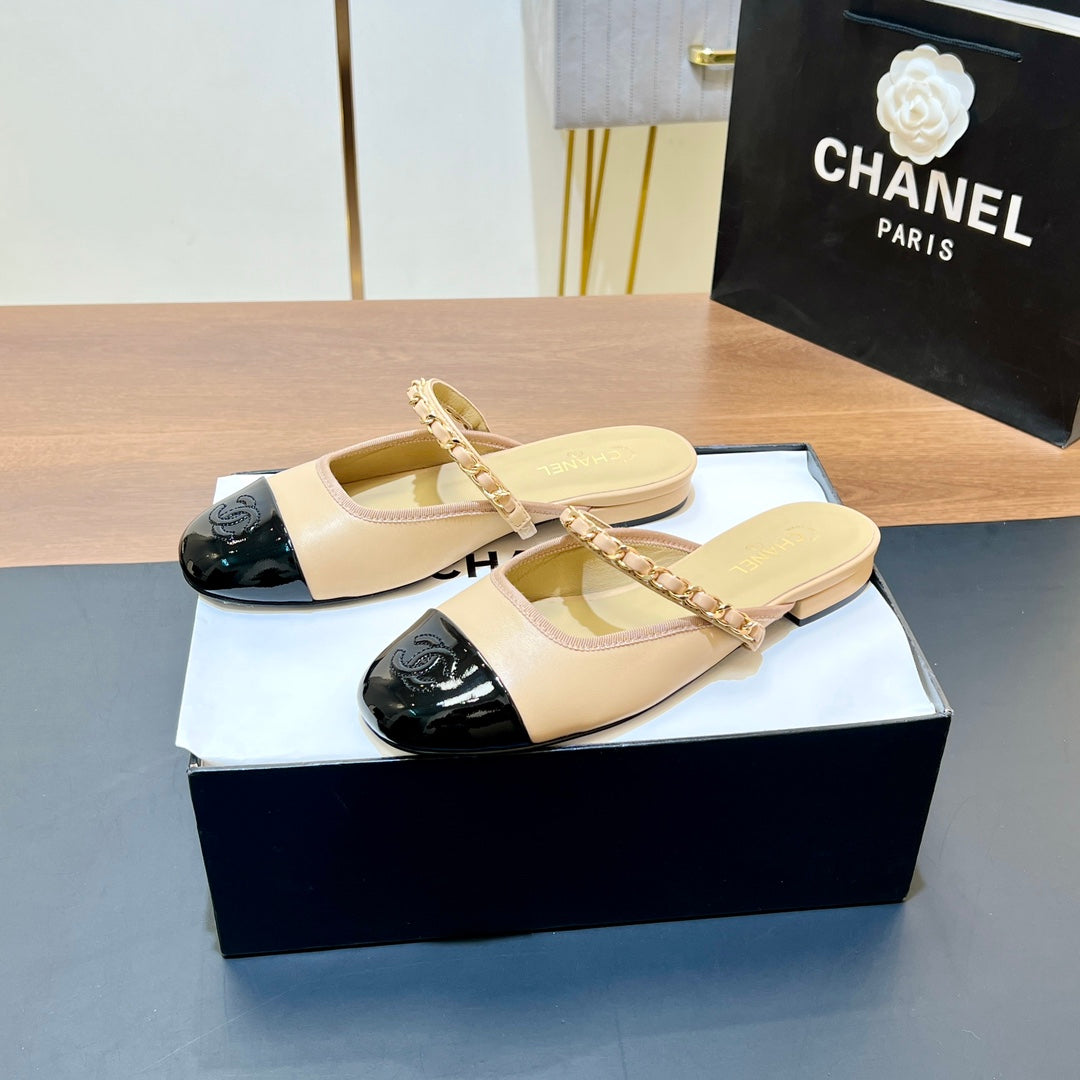 New luxury fashion Double C "logo" Versatile Mary Jane Chain Single Shoes