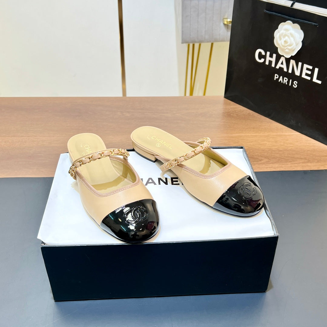 New luxury fashion Double C "logo" Versatile Mary Jane Chain Single Shoes
