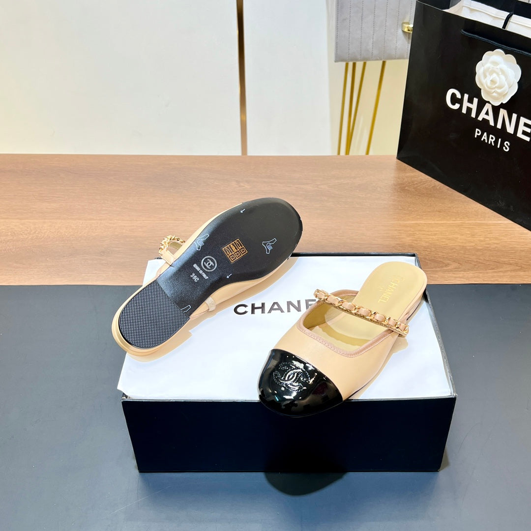 New luxury fashion Double C "logo" Versatile Mary Jane Chain Single Shoes