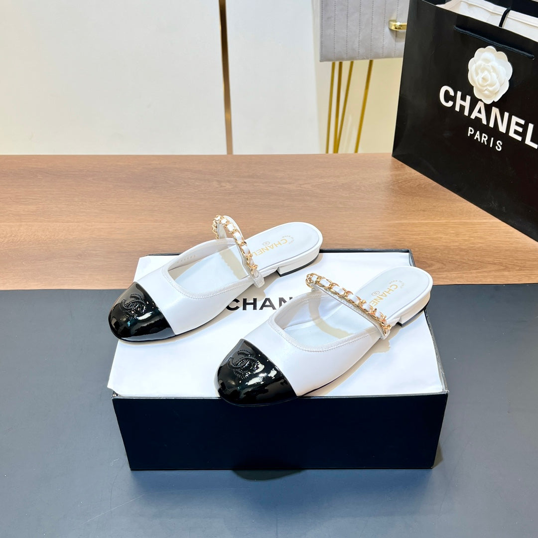 New luxury fashion Double C "logo" Versatile Mary Jane Chain Single Shoes