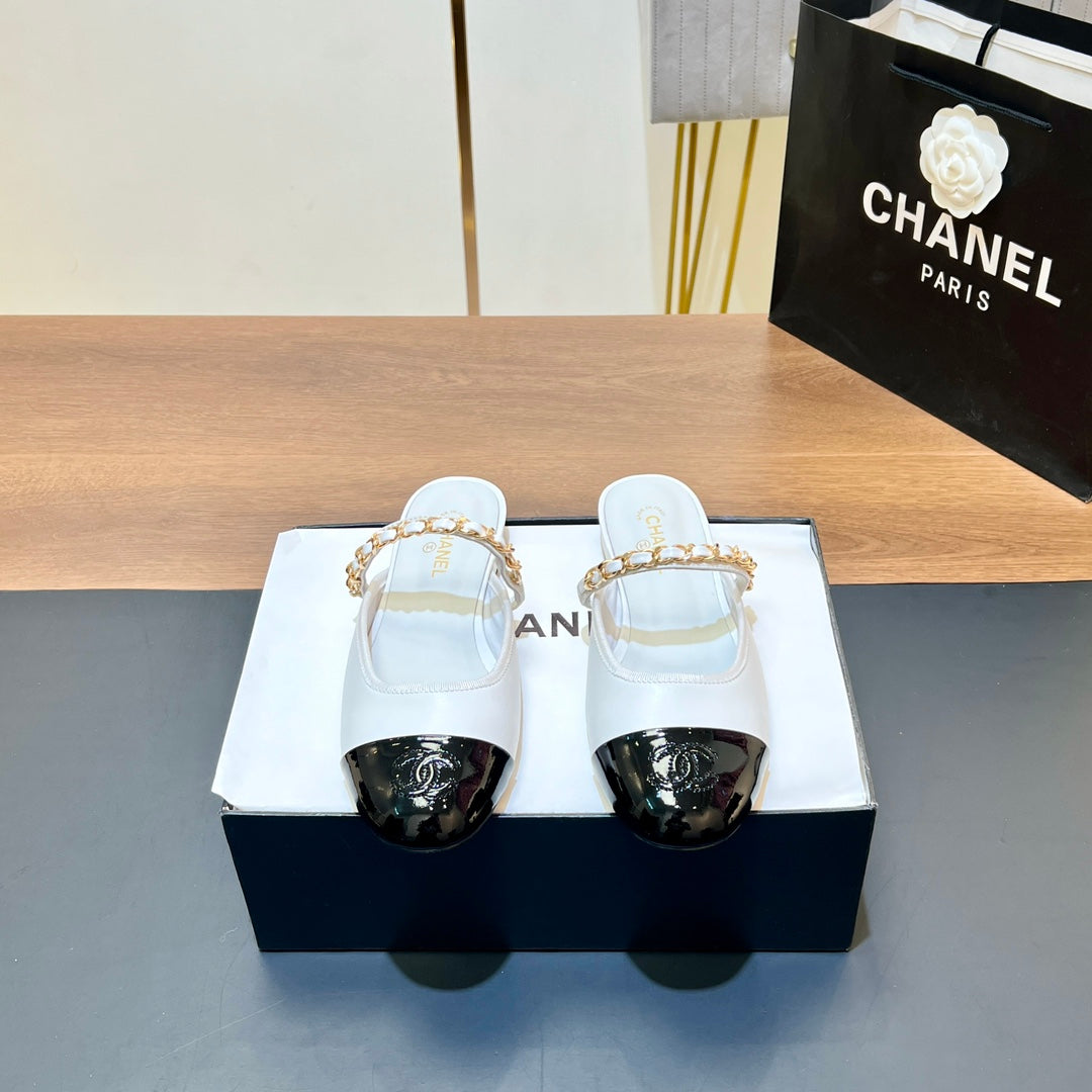 New luxury fashion Double C "logo" Versatile Mary Jane Chain Single Shoes