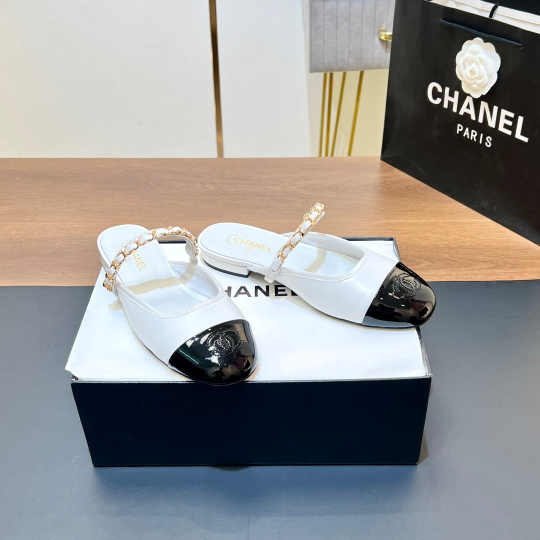 New luxury fashion Double C "logo" Versatile Mary Jane Chain Single Shoes