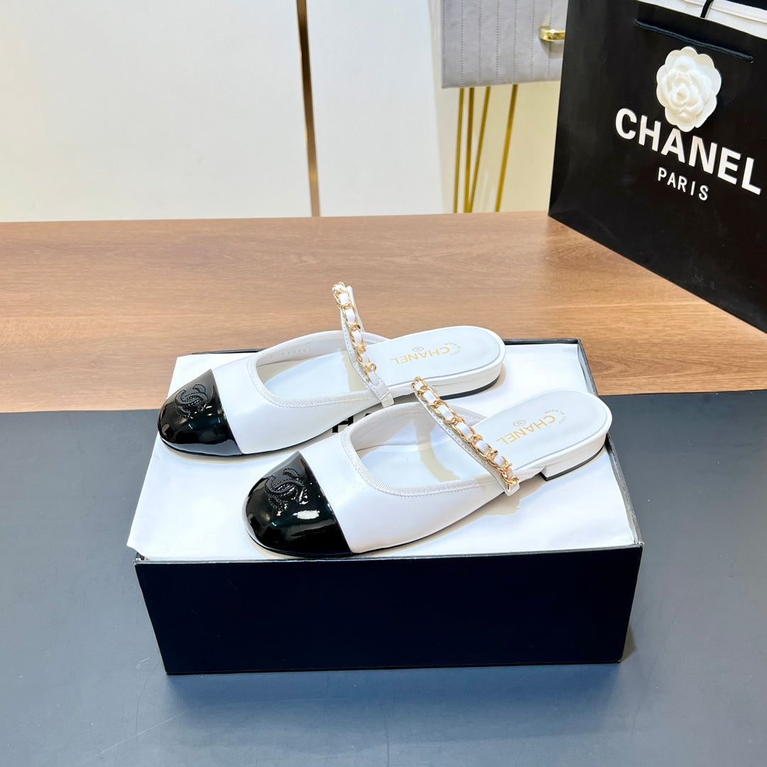 New luxury fashion Double C "logo" Versatile Mary Jane Chain Single Shoes