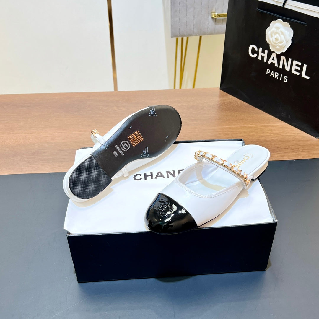 New luxury fashion Double C "logo" Versatile Mary Jane Chain Single Shoes