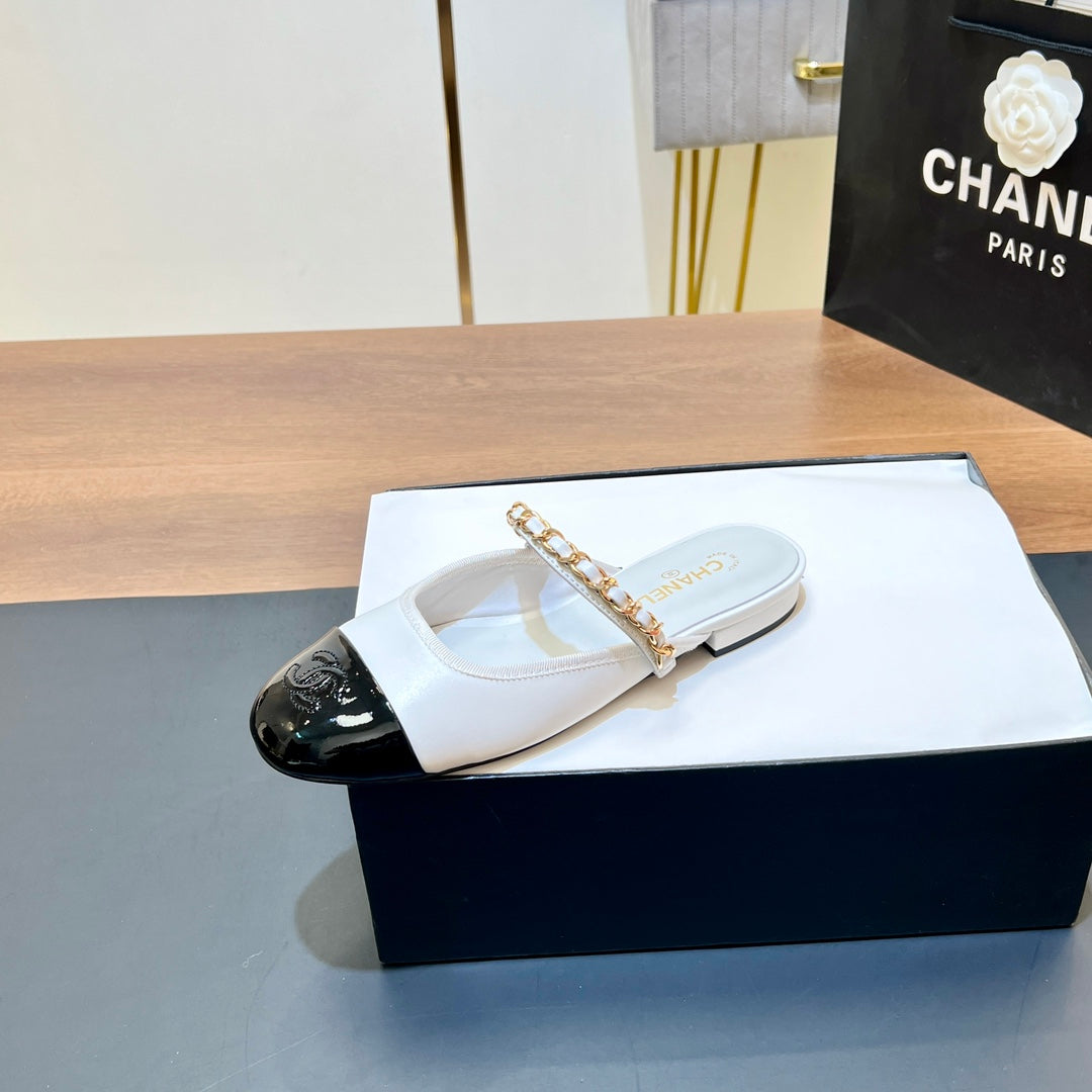 New luxury fashion Double C "logo" Versatile Mary Jane Chain Single Shoes