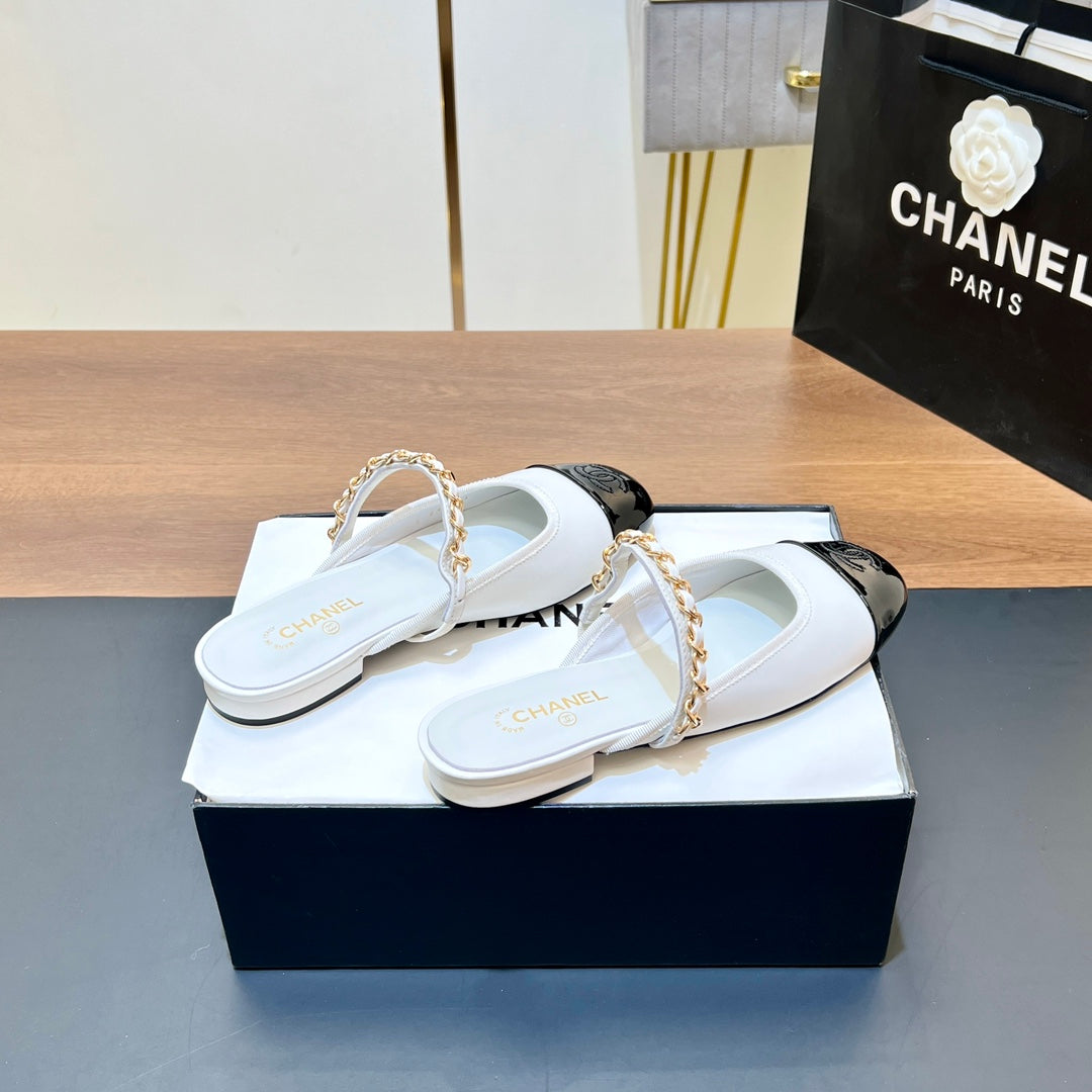 New luxury fashion Double C "logo" Versatile Mary Jane Chain Single Shoes