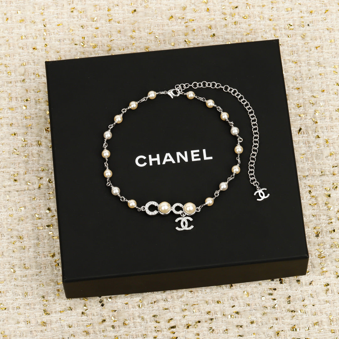 New Fashion Water Diamond Pearl Coco Women's Necklace