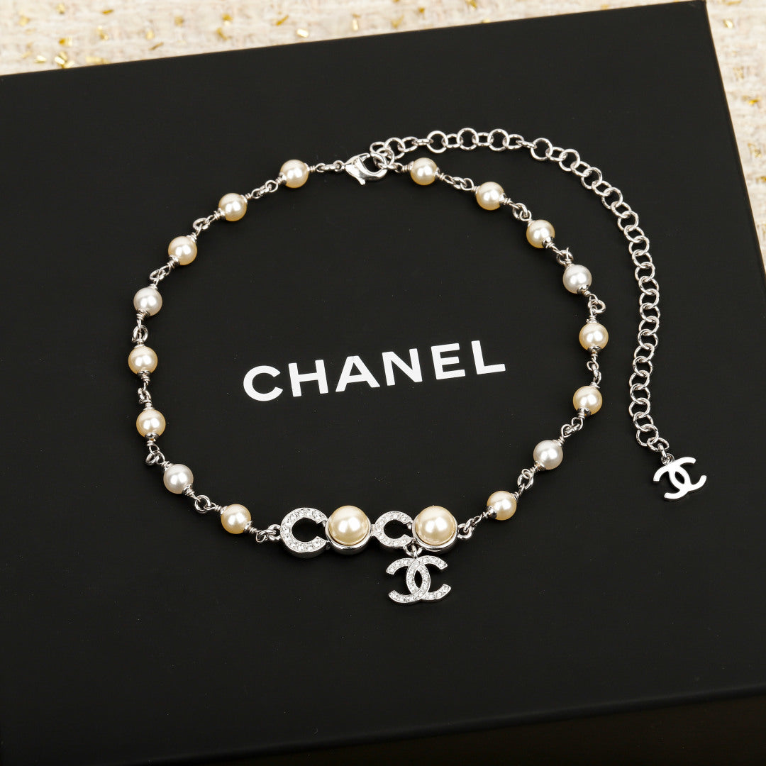 New Fashion Water Diamond Pearl Coco Women's Necklace