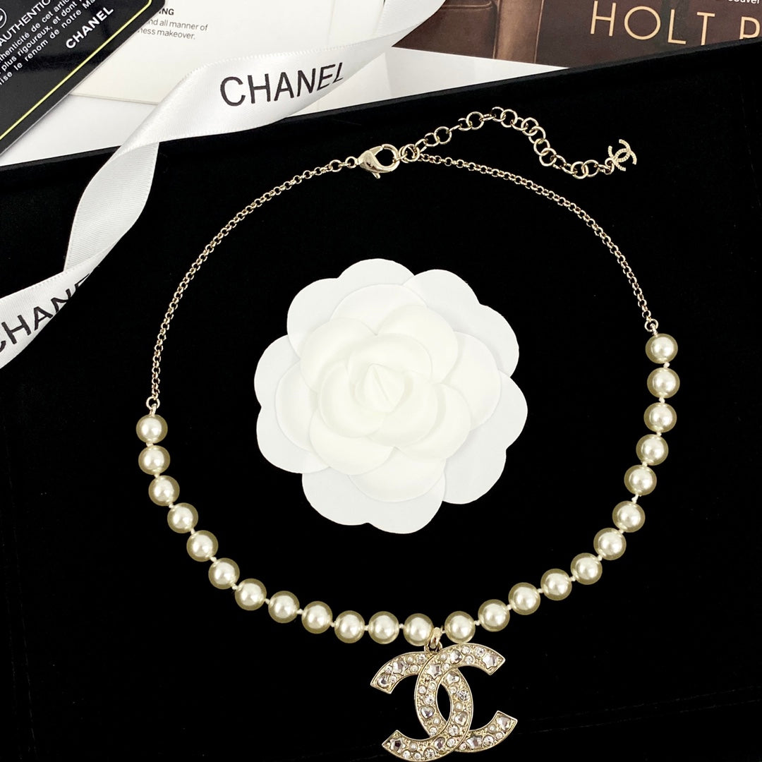 New Fashion Full Diamond Pearl Women's Necklace