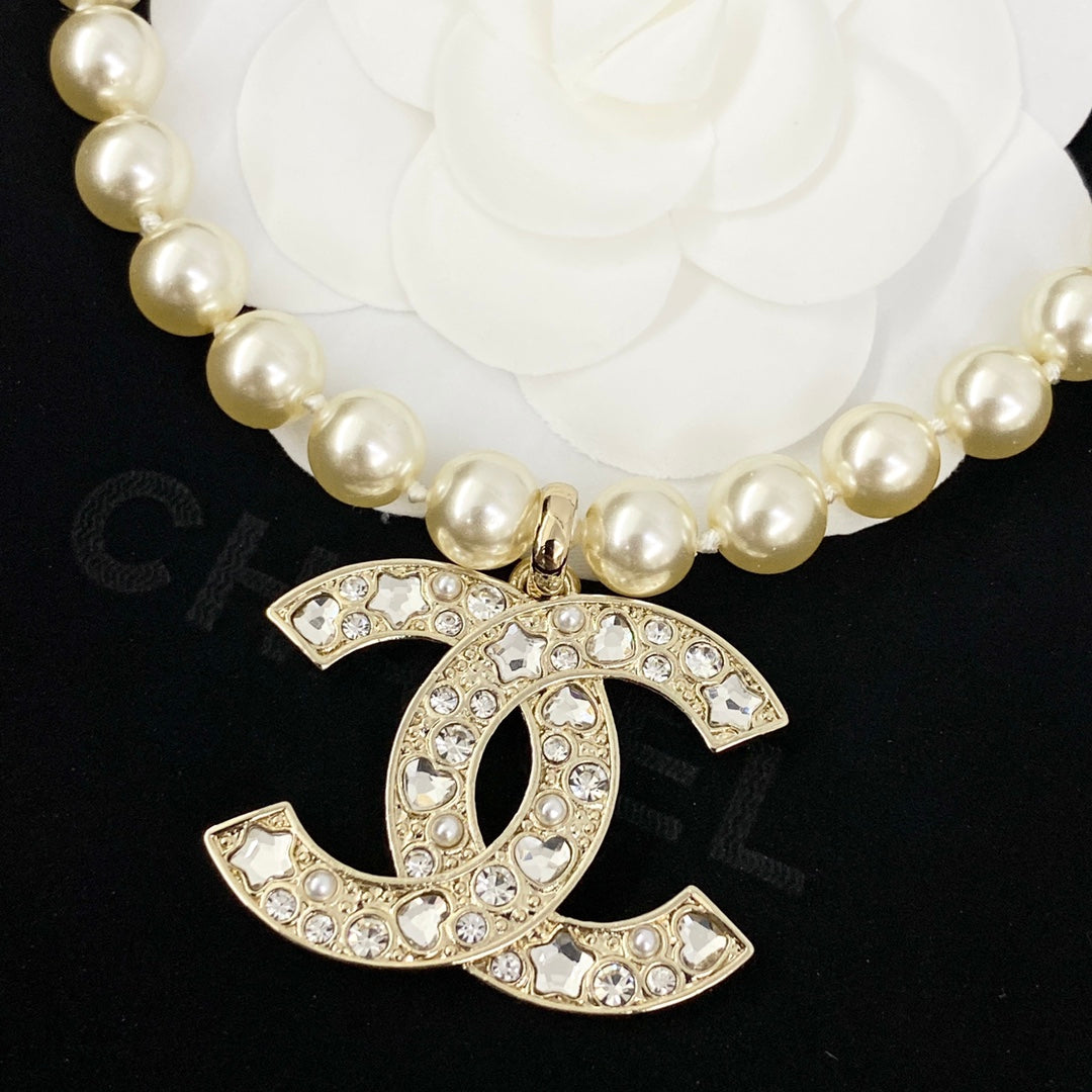 New Fashion Full Diamond Pearl Women's Necklace
