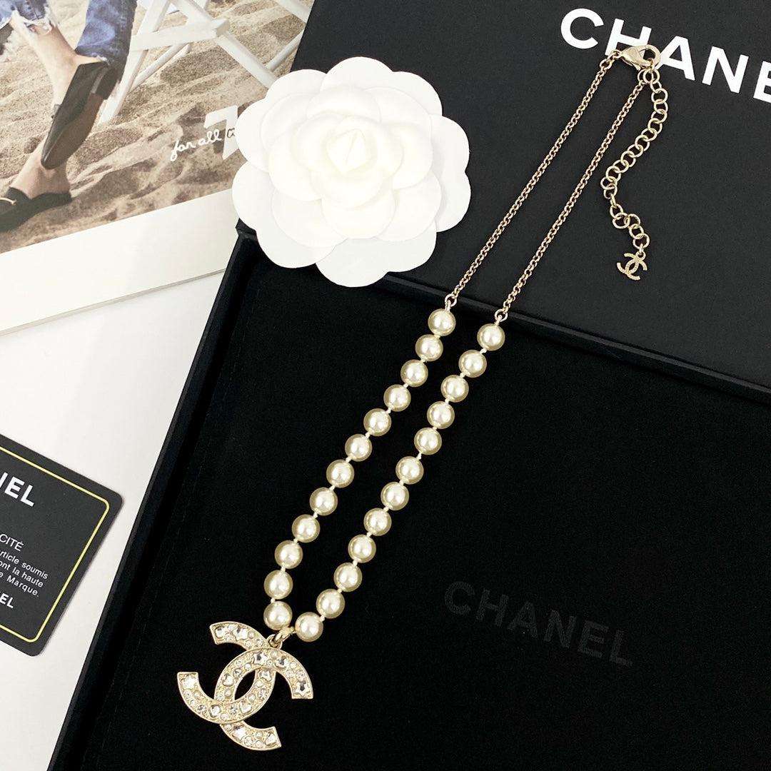 New Fashion Full Diamond Pearl Women's Necklace