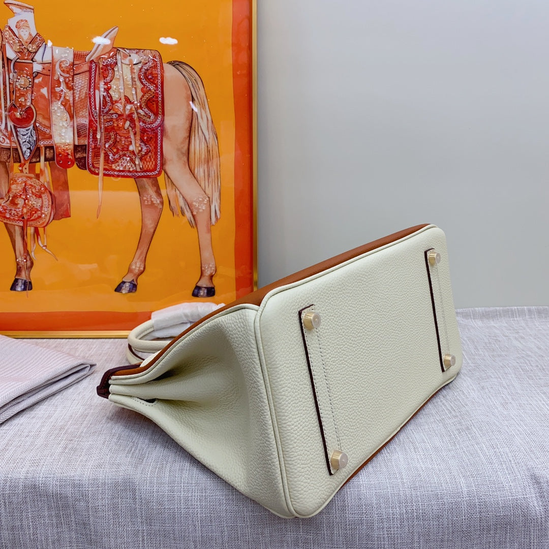 New luxury fashion Birkin Platinum Color blocked Women's Handbag