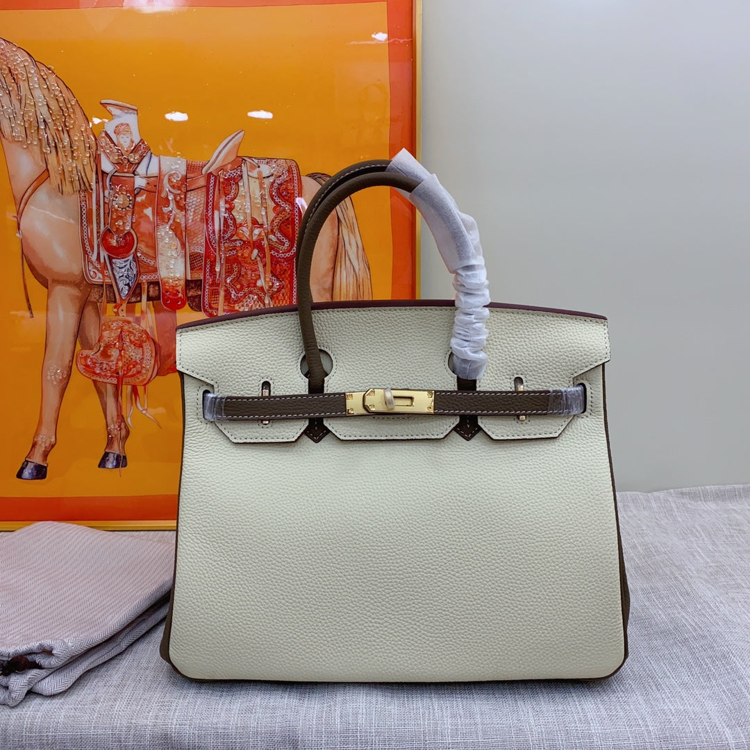 New luxury fashion Birkin Platinum Color blocked Women's Handbag