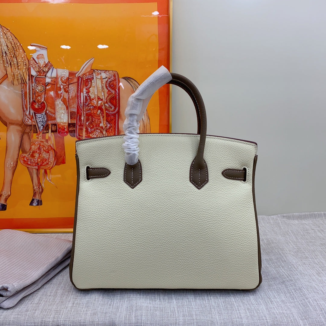 New luxury fashion Birkin Platinum Color blocked Women's Handbag