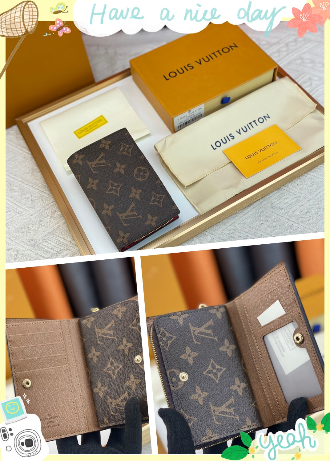 New fashion trend Porte Monaie women's short top layer cowhide classic vintage card bag for women