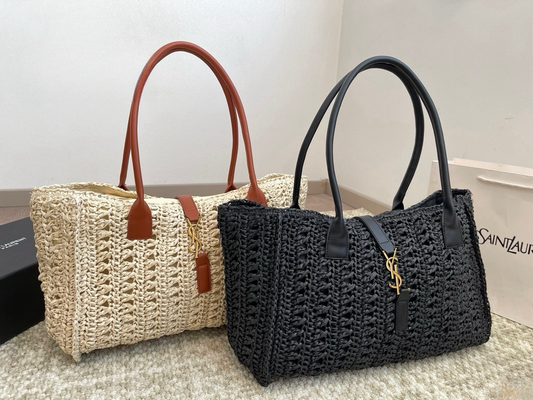 YSL Saint Laurent straw Tote bag new women's shoulder bag - Fashion Boutique