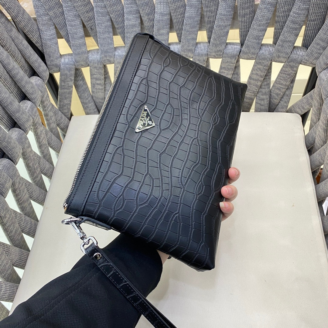 European and American high-quality new casual fashion business leather password lock bag crocodile pattern men's leather handbag wallet