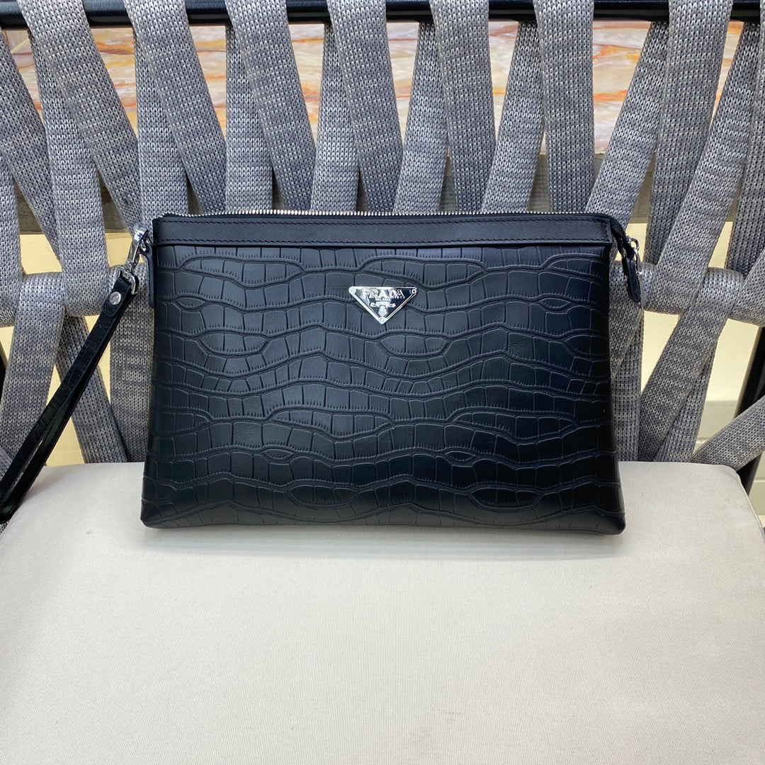European and American high-quality new casual fashion business leather password lock bag crocodile pattern men's leather handbag wallet