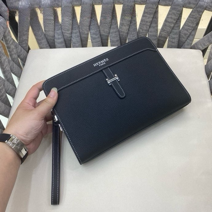 New Light Luxury European and American Fashion Casual Men's Leather Lychee Pattern Envelope Bag Handbag