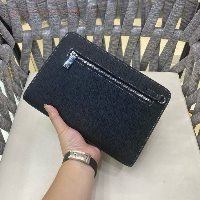 New Light Luxury European and American Fashion Casual Men's Leather Lychee Pattern Envelope Bag Handbag