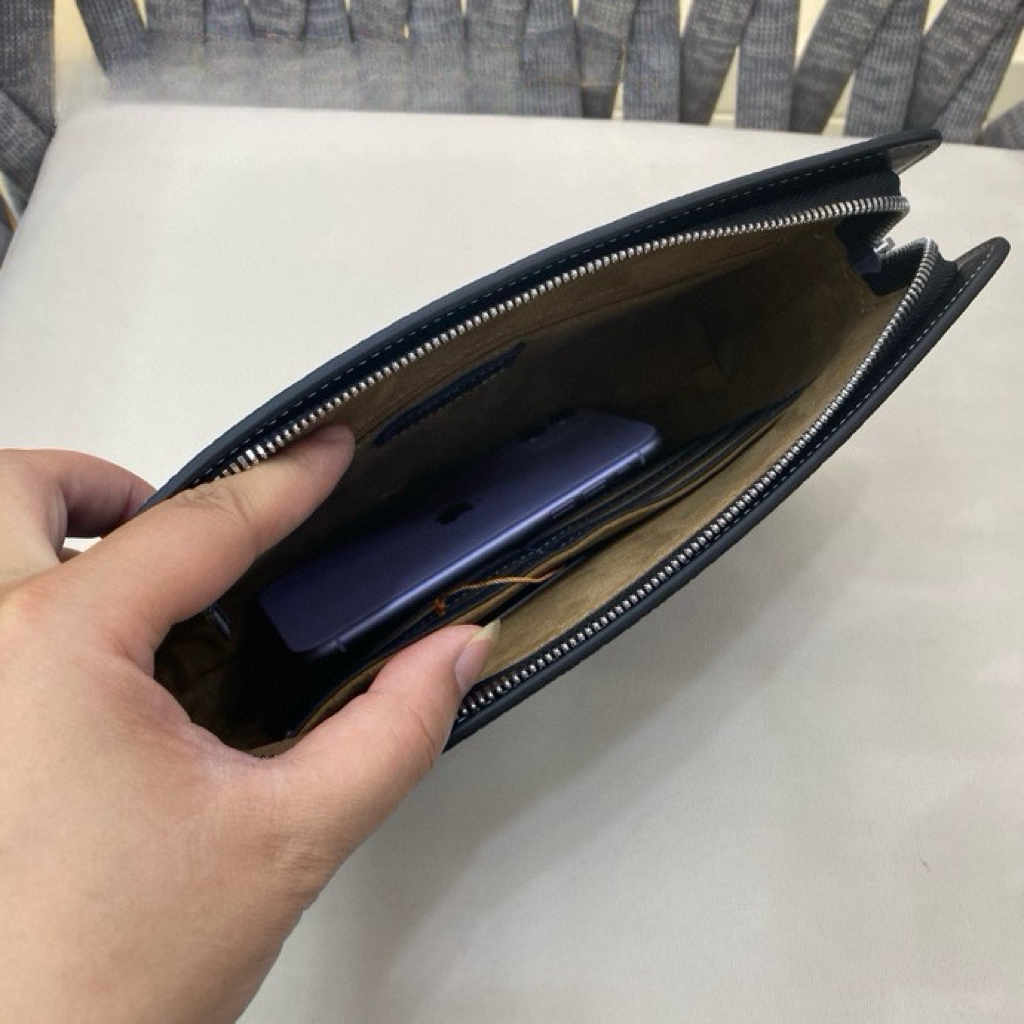 New Light Luxury European and American Fashion Casual Men's Leather Lychee Pattern Envelope Bag Handbag