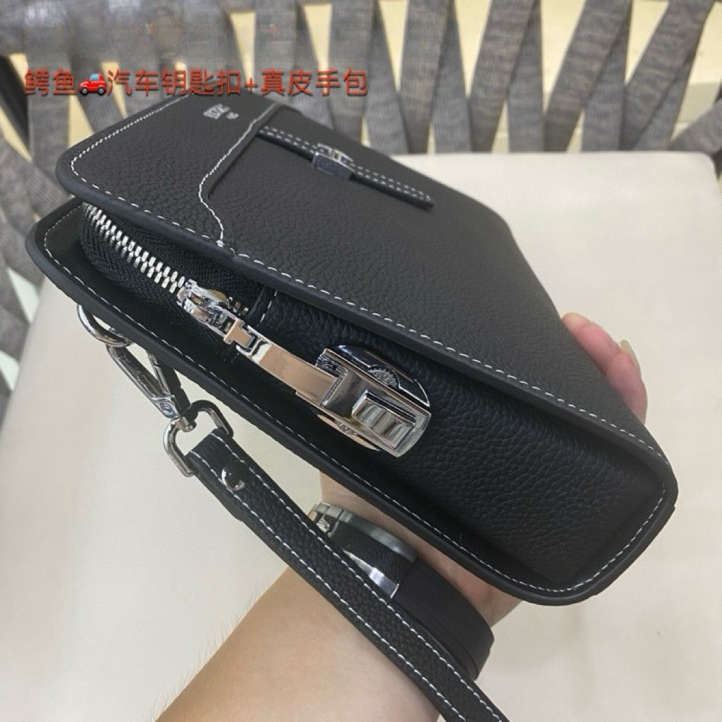 New Light Luxury European and American Fashion Casual Men's Leather Lychee Pattern Envelope Bag Handbag