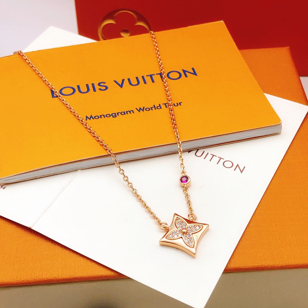 New Fashion Trends Women's 18K Gold Diamond Set Color Diamond Necklace