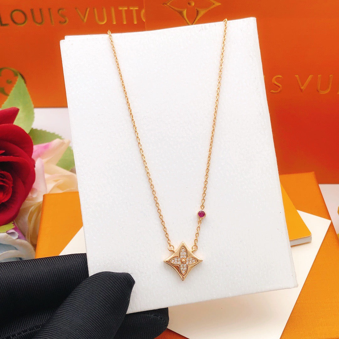 New Fashion Trends Women's 18K Gold Diamond Set Color Diamond Necklace