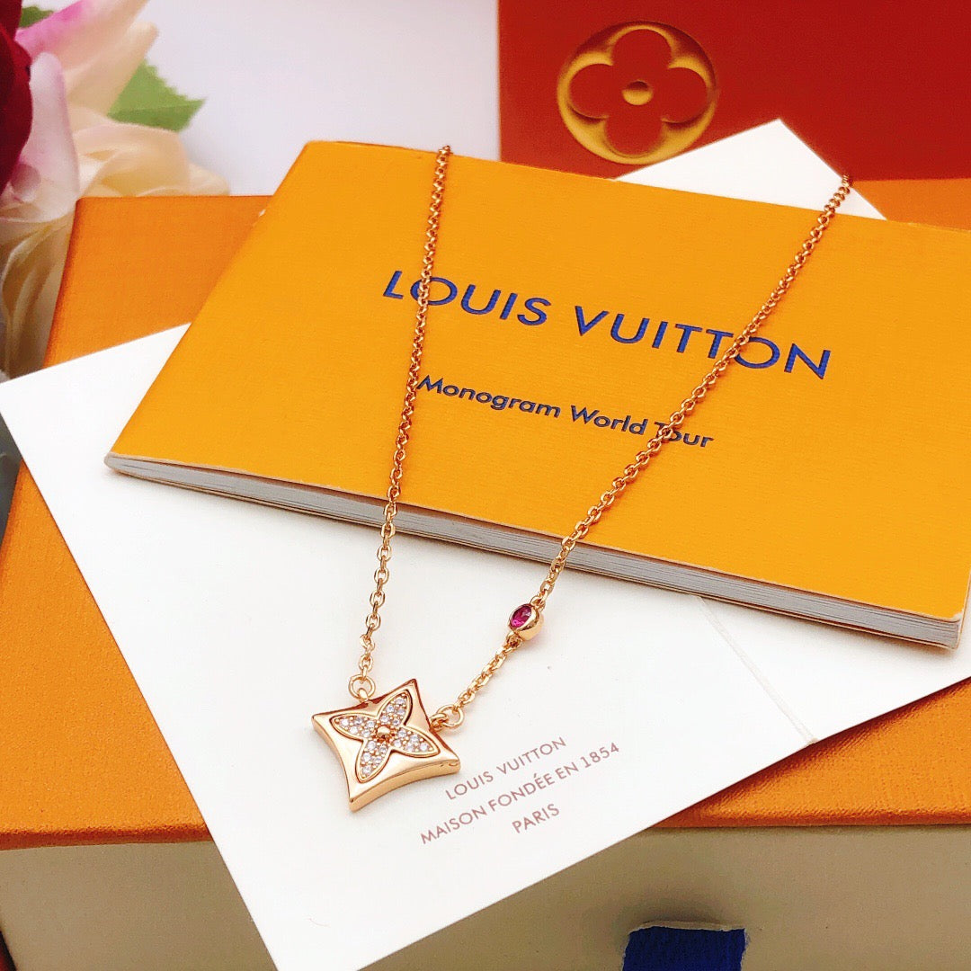 New Fashion Trends Women's 18K Gold Diamond Set Color Diamond Necklace