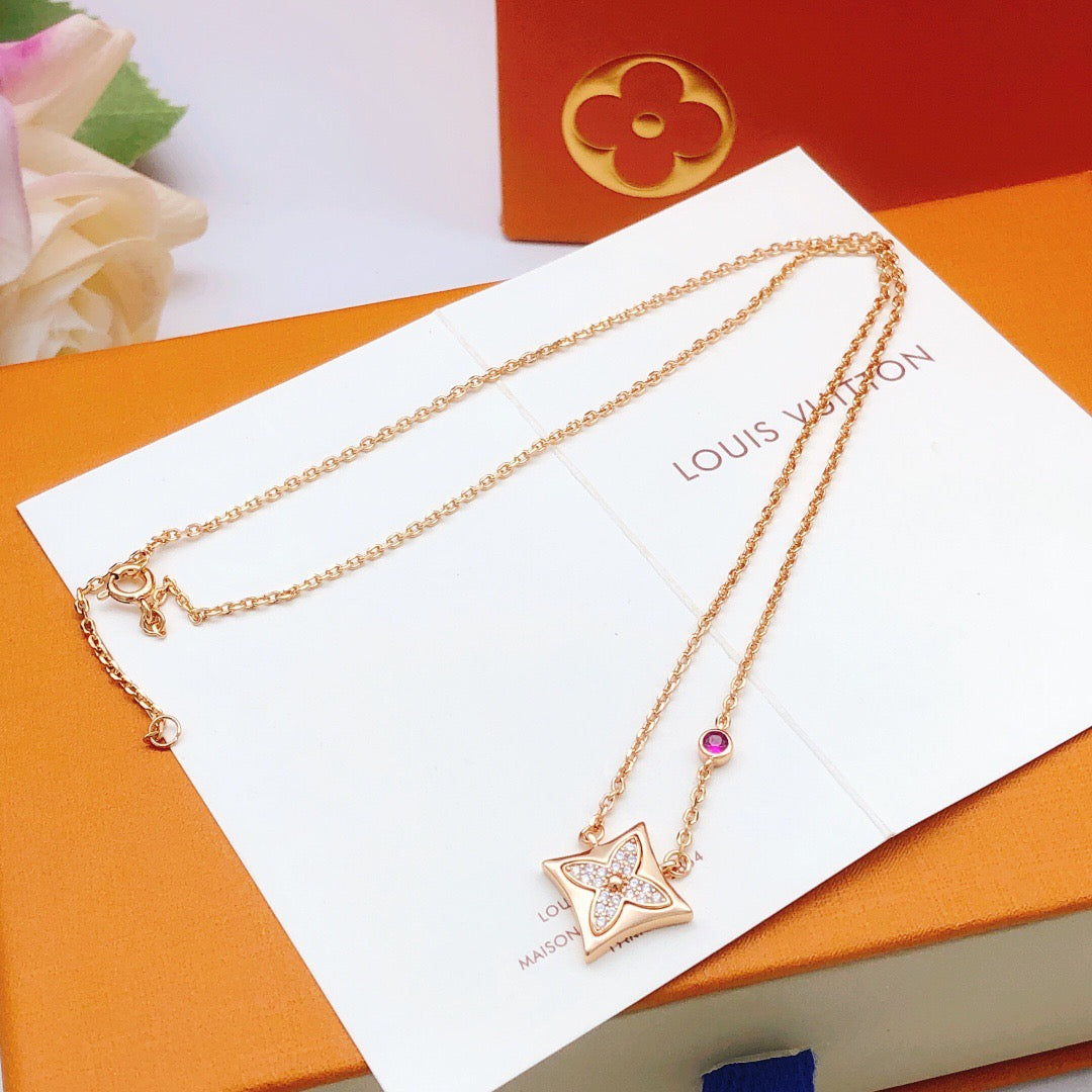 New Fashion Trends Women's 18K Gold Diamond Set Color Diamond Necklace