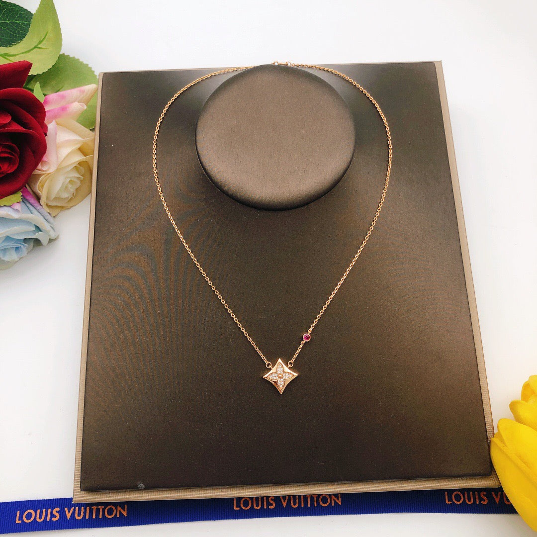 New Fashion Trends Women's 18K Gold Diamond Set Color Diamond Necklace