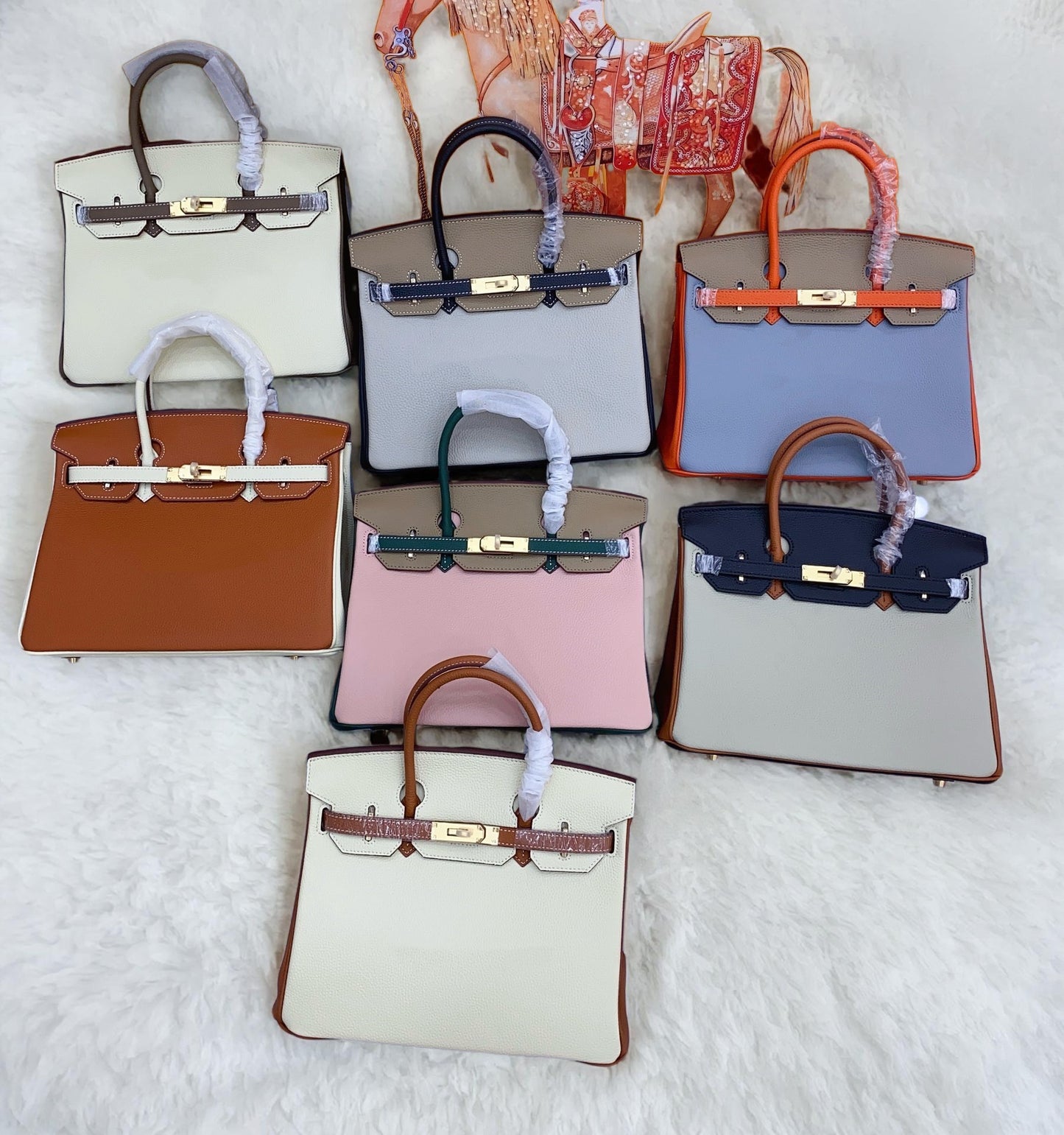 New luxury fashion Birkin Platinum Color blocked Women's Handbag