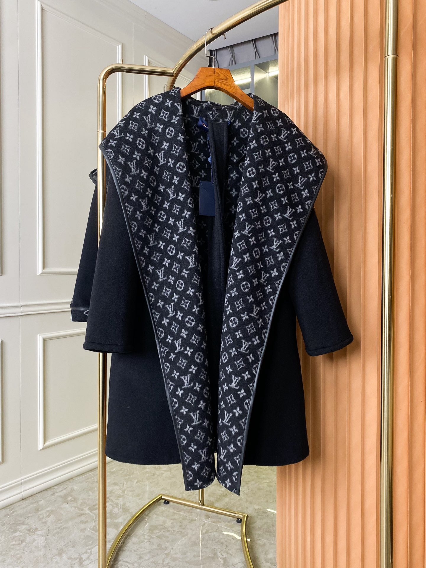 New luxury fashion classic Monogram small flower hooded cashmere coat
