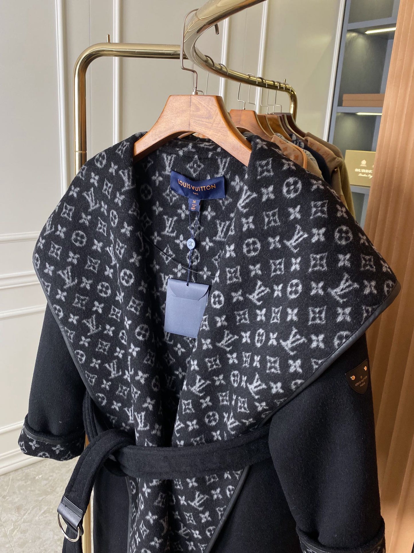 New luxury fashion classic Monogram small flower hooded cashmere coat